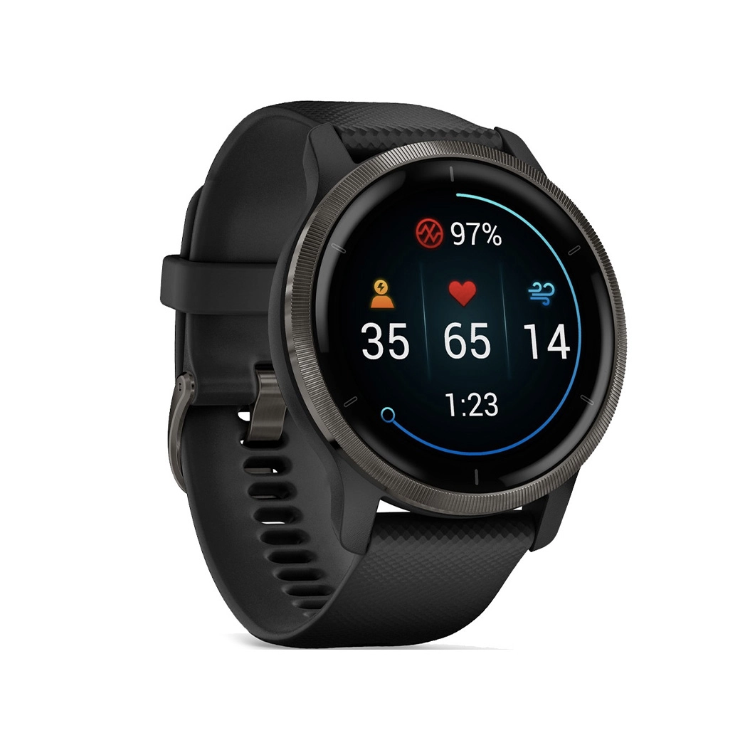 Смарт-годинник Garmin Venu 2 Slate Stainless Steel Bezel with Black Case and Silicone Band