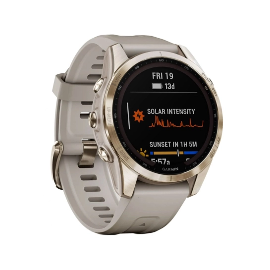 Смарт-годинник Garmin Fenix 7S Sapphire Solar Cream Gold Titanium with Light Sand Band