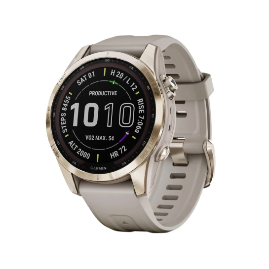 Смарт-годинник Garmin Fenix 7S Sapphire Solar Cream Gold Titanium with Light Sand Band