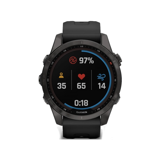 Смарт-годинник Garmin Fenix 7S Sapphire Solar Carbon Gray DLC with Black Band