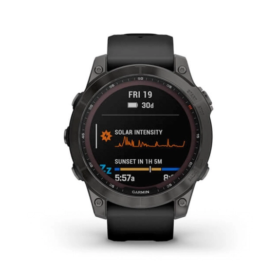 Смарт-годинник Garmin Fenix 7 Sapphire Solar Carbon Gray DLC Titanium with Black Band