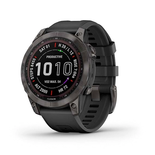 Смарт-годинник Garmin Fenix 7 Sapphire Solar Carbon Gray DLC Titanium with Black Band