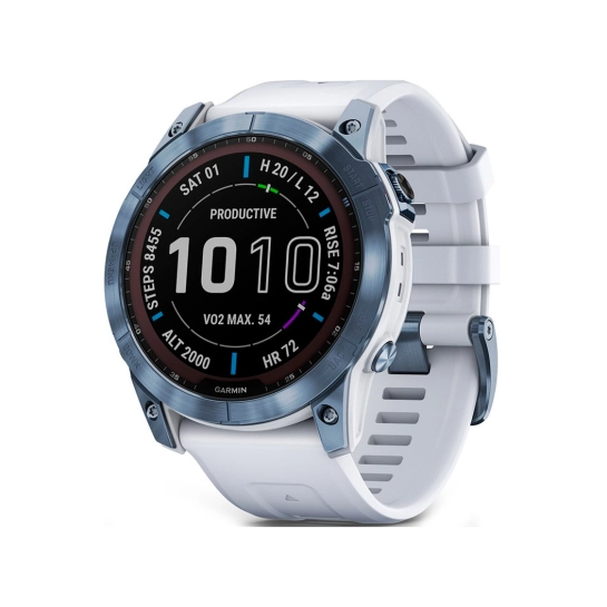 Смарт-годинник Garmin Fenix 7X Sapphire Solar Mineral Blue DLC Titanium with Whitestone Band