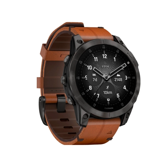 Смарт-годинник Garmin Epix (Gen 2) Sapphire - B. Titanium w. Chestnut L. Band