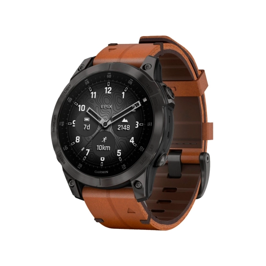 Смарт-годинник Garmin Epix (Gen 2) Sapphire - B. Titanium w. Chestnut L. Band