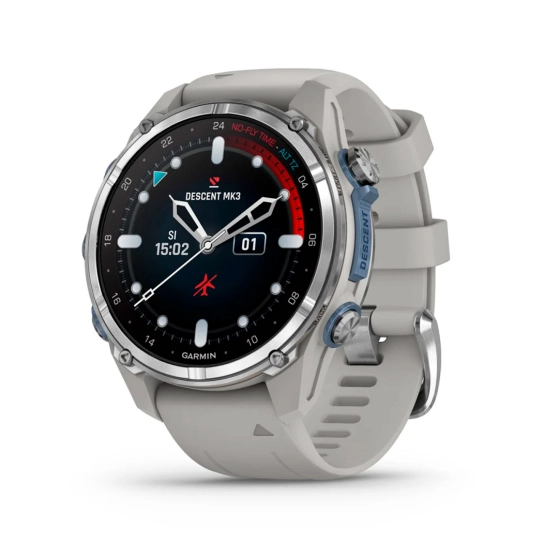 Смарт-годинник Garmin Descent Mk3 43 mm Stainless Steel with Fog Gray Silicone Band (010-02753-04/03)