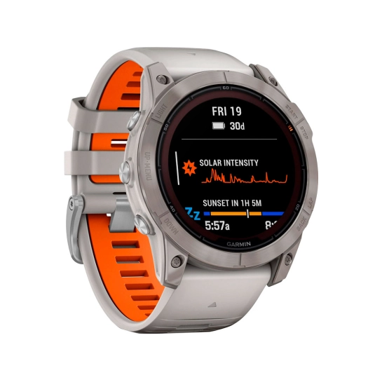 Смарт-годинник Garmin Fenix 7X Pro Sapphire Solar Titanium w. Fog Gray/Ember O. Band