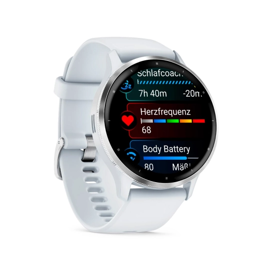 Смарт-годинник Garmin Venu 3 Silver Stainless Steel Bezel with Whitestone Case and Silicone Band (010-02784-00)
