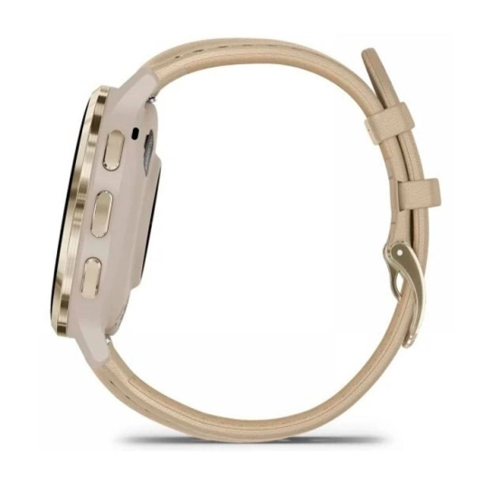 Смарт-годинник Garmin Venu 3S Soft Gold S. Steel Bezel w. French Gray Case and Leather Band (010-02785-55)