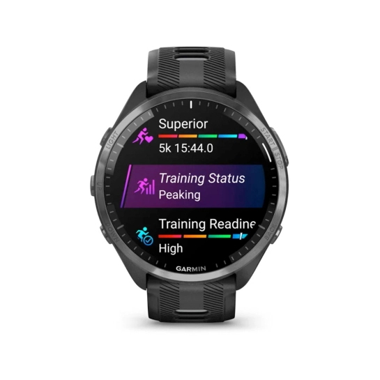 Смарт-годинник Garmin Forerunner 965 Carbon Gray Garmin Forerunner 965 Carbon Gray DLC Titanium Bezel with Black Case and Black/Powder Gray Silicone Band