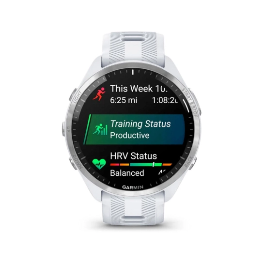 Смарт-годинник Garmin Forerunner 965 Titanium Bezel with Whitestone Case and Whitestone/Powder Gray Silicone Band