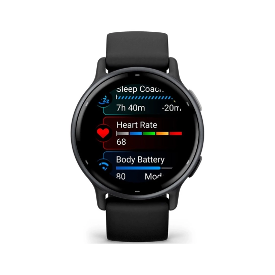 Смарт-годинник Garmin Vivoactive 5 Slate Aluminum Bezel with Black Case and Silicone Band (010-02862-10)