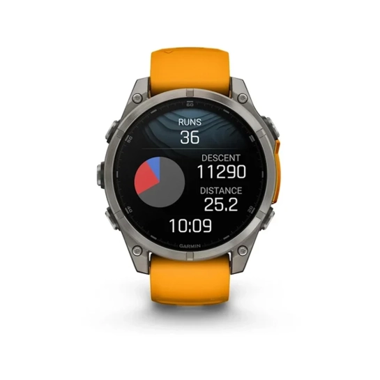 Смарт-годинник Garmin Fenix 8 AMOLED 47mm Sapphire Titanium with Spark Orange/Graphite Silicone Band