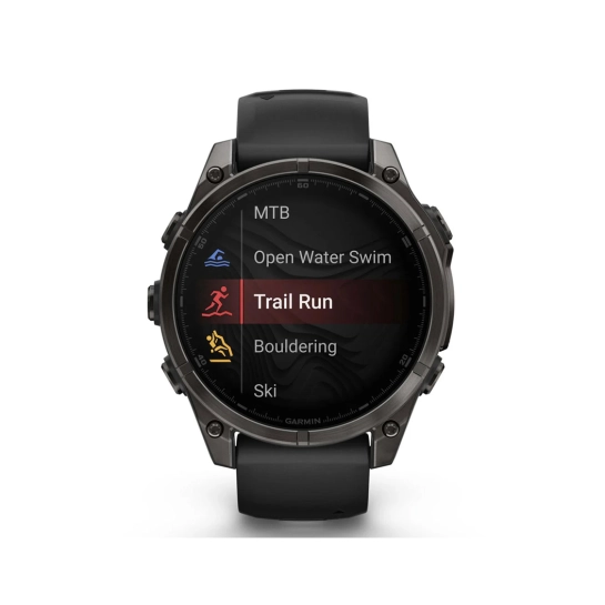 Смарт-годинник Garmin Fenix 8 AMOLED 47mm Sapphire Carbon Grey DLC with Black/Pebble Grey Silicone Band