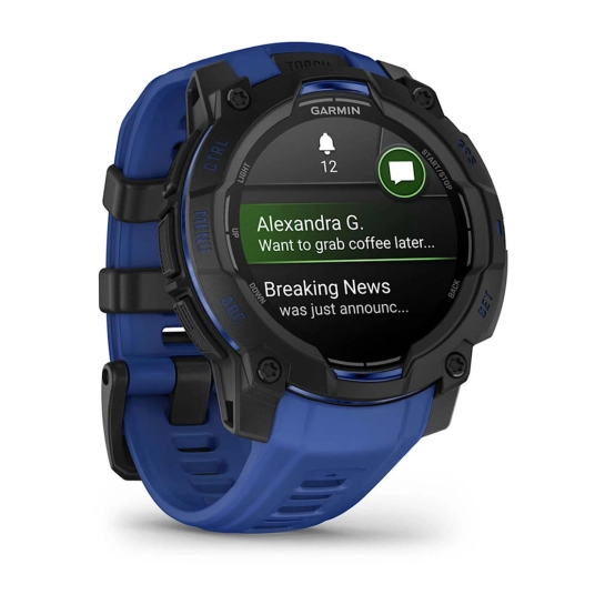 Смарт-годинник Garmin Instinct 3 45mm AMOLED Black with Blue Band (010-02936-03/43)
