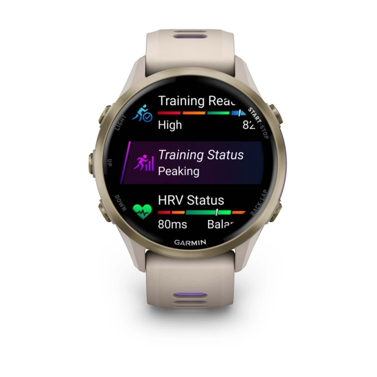 Смарт-годинник Garmin Forerunner 970 Soft Gold Titanium w. French Gray C. and French Gray/T. Indigo Band (010-02969-02/12)