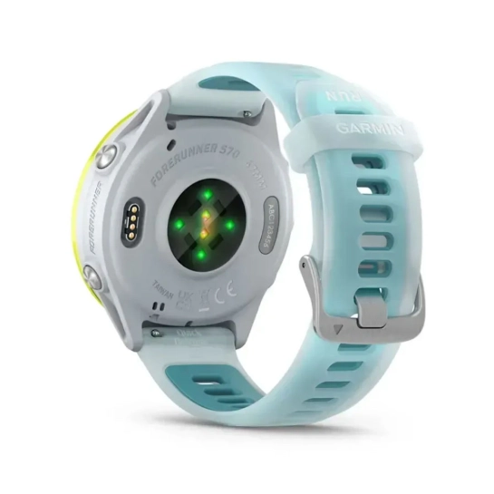 Смарт-годинник Garmin Forerunner 570 47mm Amp Yellow Aluminum w. Translucent Whitestone/Turquoise Band (010-02971-01)