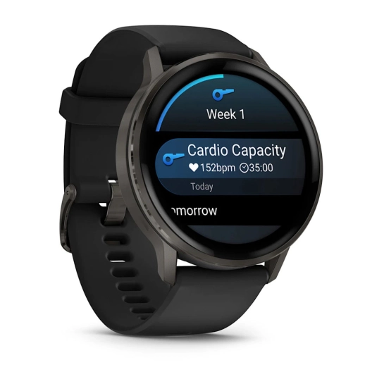 Смарт-годинник Garmin Venu 4 45 mm Slate with Black Silicone Band (010-03014-00)
