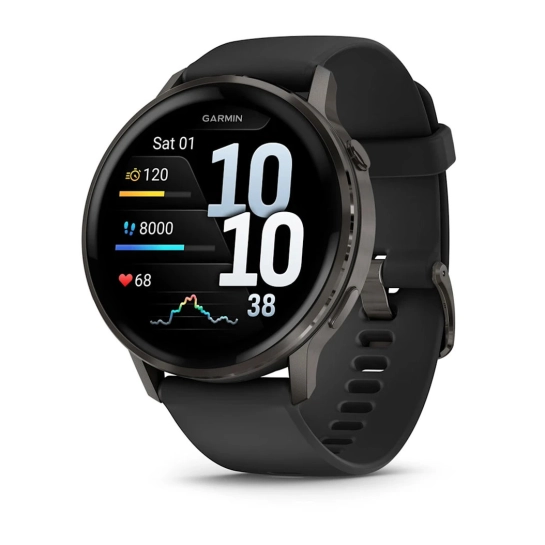 Смарт-годинник Garmin Venu 4 45 mm Slate with Black Silicone Band (010-03014-00)
