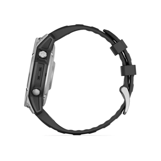 Смарт-годинник Garmin Fenix E 47mm AMOLED Stainless Steel with Black Silicone Band (010-03025-00/02)