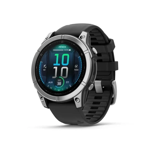 Смарт-годинник Garmin Fenix E 47mm AMOLED Stainless Steel with Black Silicone Band (010-03025-00/02)