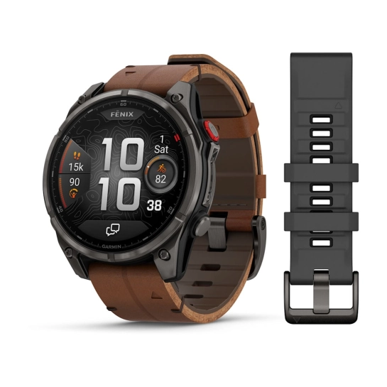 Смарт-годинник Garmin Fenix 8 Pro 47 mm AMOLED Carbon Gray DLC Titanium with Chestnut Leather Band (010-03198-40)
