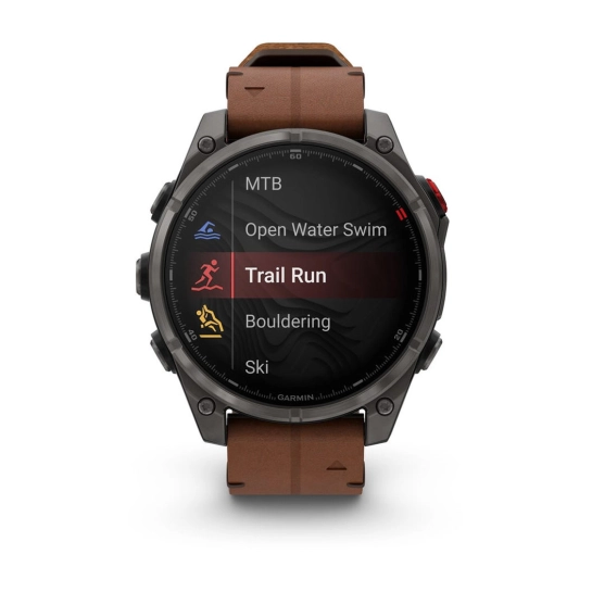 Смарт-годинник Garmin Fenix 8 Pro 47 mm AMOLED Carbon Gray DLC Titanium with Chestnut Leather Band (010-03198-40)