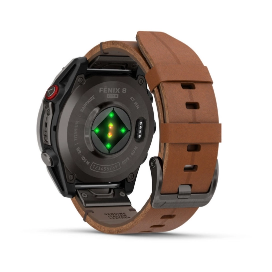 Смарт-годинник Garmin Fenix 8 Pro 47 mm AMOLED Carbon Gray DLC Titanium with Chestnut Leather Band (010-03198-40)