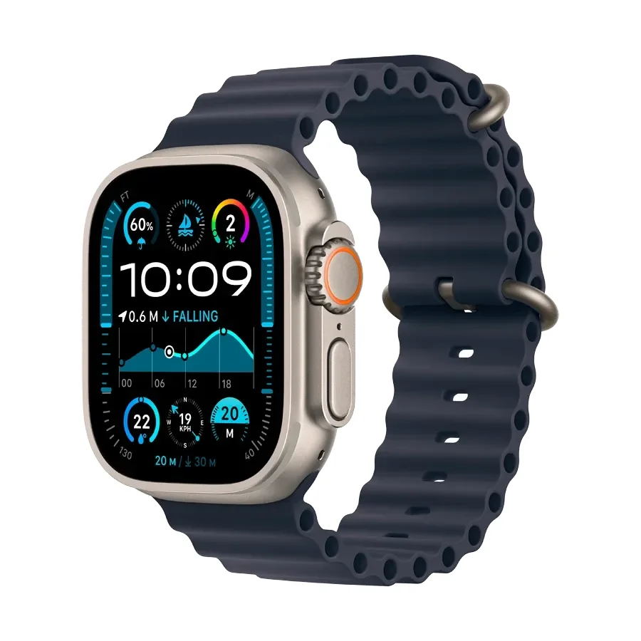 Apple Watch Ultra 2 2024, Navy Ocean Band, 49mm, Natural Titanium