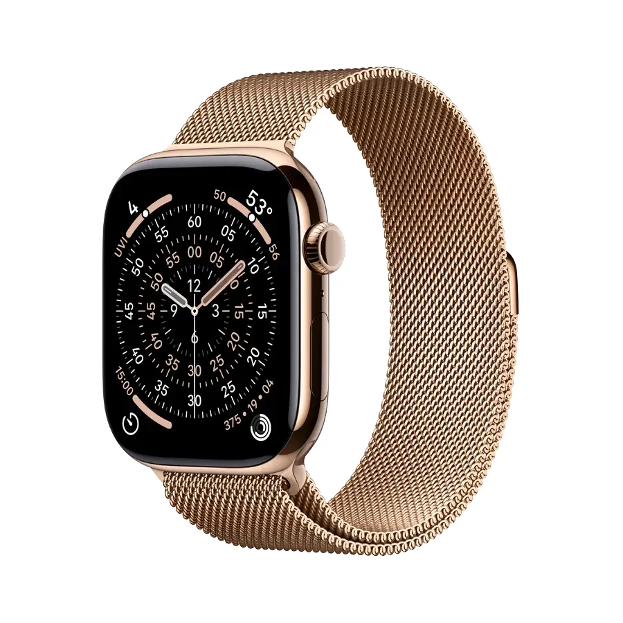 Apple Watch Series 11 GPS + Cellular,  Gold Milanese Loop, S/M, 46mm, Gold Titanium