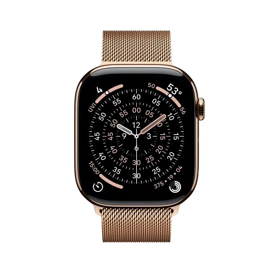 Apple Watch Series 11 GPS + Cellular,  Gold Milanese Loop, S/M, 46mm, Gold Titanium