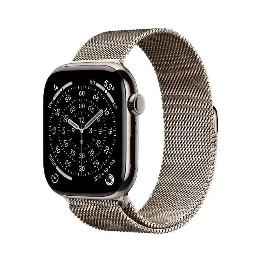 Apple Watch Series 11 GPS + Cellular,  Natural Milanese Loop, S/M, 46mm, Natural Titanium