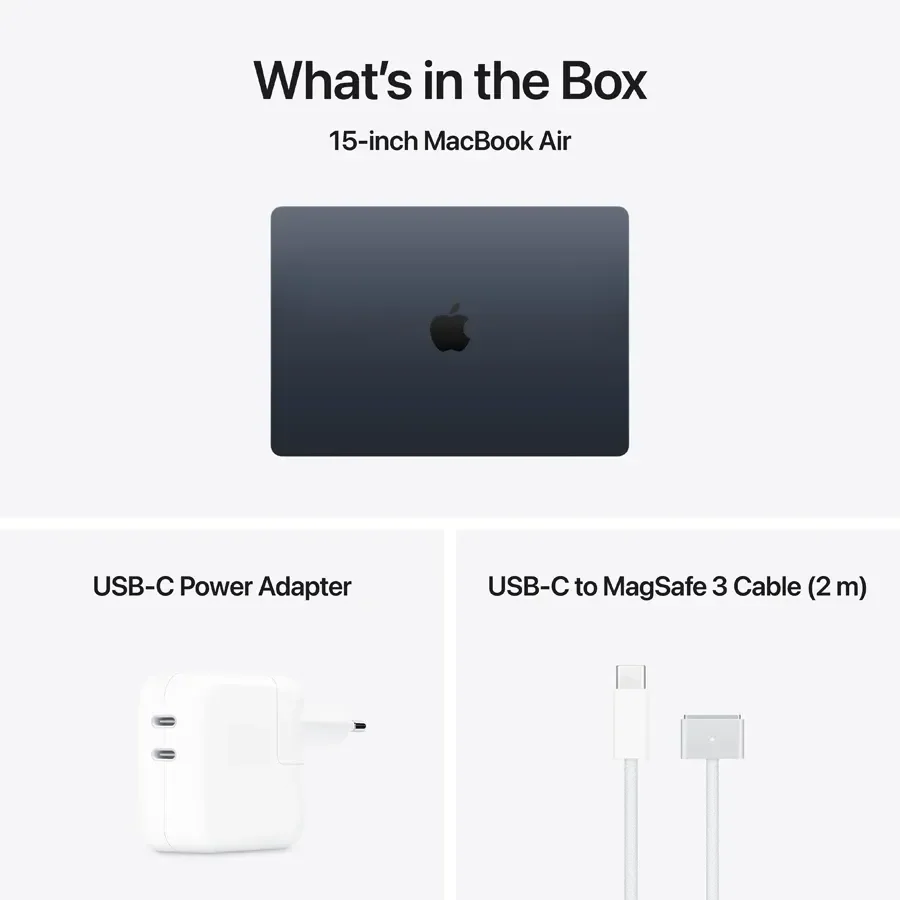 MacBook Air 15.3-inch  M5 (10C CPU/10C GPU), 16 ГБ, 1 ТБ, Темна ніч