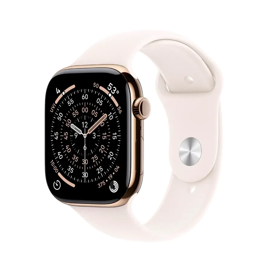 Apple Watch Series 11 GPS + Cellular,  Light Blush Sport Band, S/M, 46mm, Gold Titanium