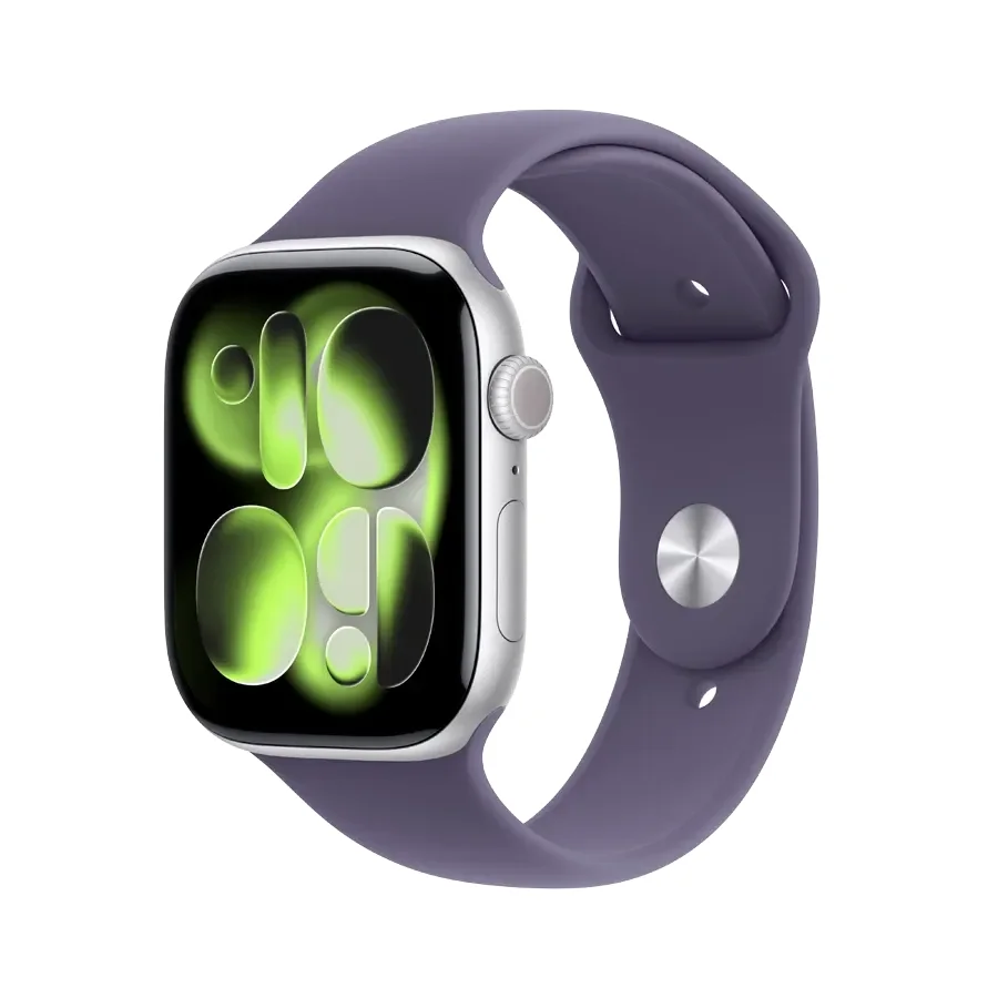 Apple Watch Series 11 GPS + Cellular,  Purple Fog Sport Band, S/M, 46mm, Silver Aluminium
