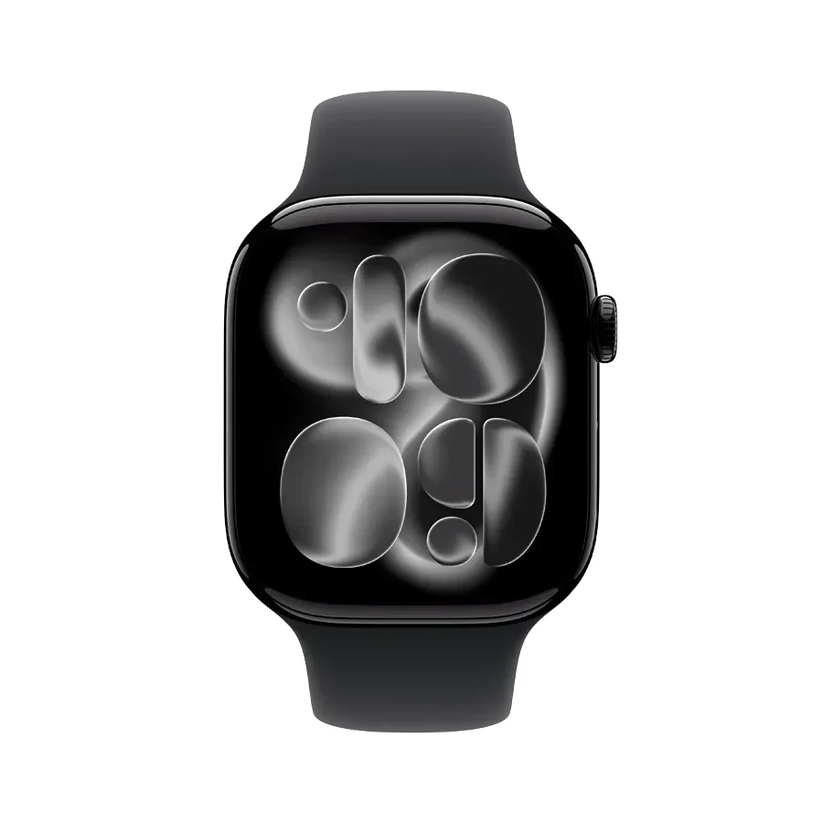 Apple Watch Series 11 GPS + Cellular,  Спортивний ремінець чорного кольору, S/M, 46mm, Jet Black Aluminium