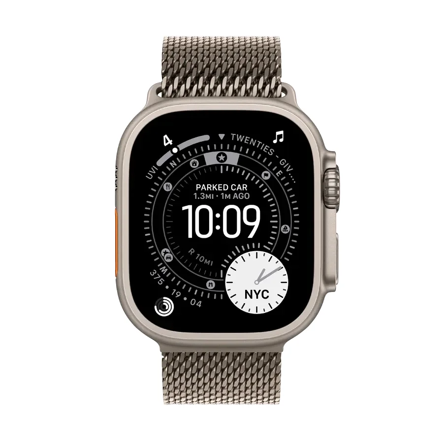 Apple Watch Ultra 3,  Natural Titanium Milanese Loop, L, 49mm, Natural