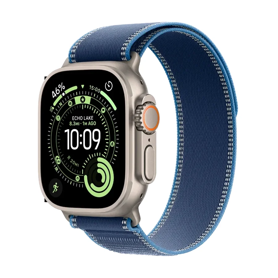 Apple Watch Ultra 3,  Blue/Bright Blue Trail Loop, S/M, 49mm, Natural