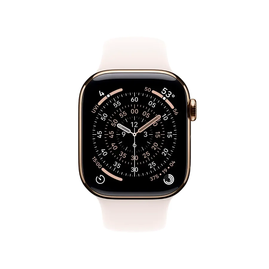 Apple Watch Series 11 GPS + Cellular,  Light Blush Sport Band, S/M, 42mm, Gold Titanium