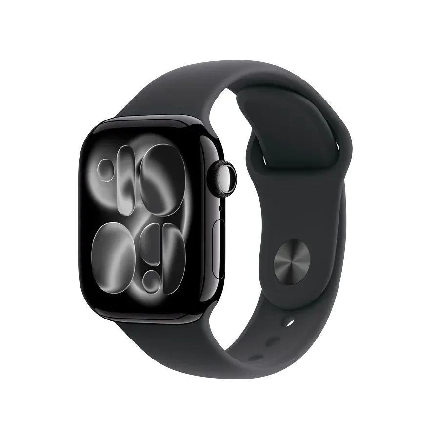 Apple Watch Series 11 GPS + Cellular,  Спортивний ремінець чорного кольору, S/M, 42mm, Jet Black Aluminium