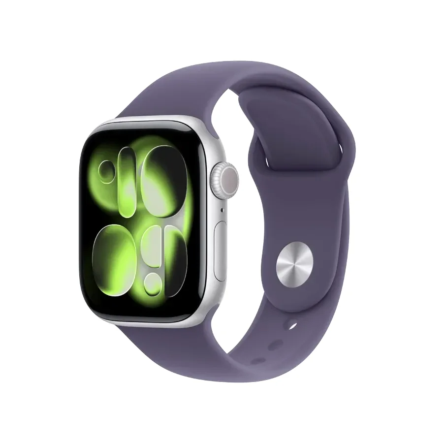 Apple Watch Series 11 GPS + Cellular,  Purple Fog Sport Band, M/L, 42mm, Silver Aluminium
