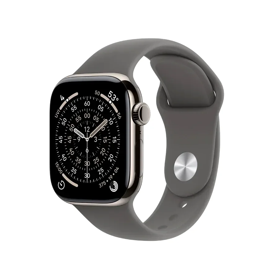 Apple Watch Series 11 GPS + Cellular,  Stone Grey Sport Band, M/L, 42mm, Natural Titanium