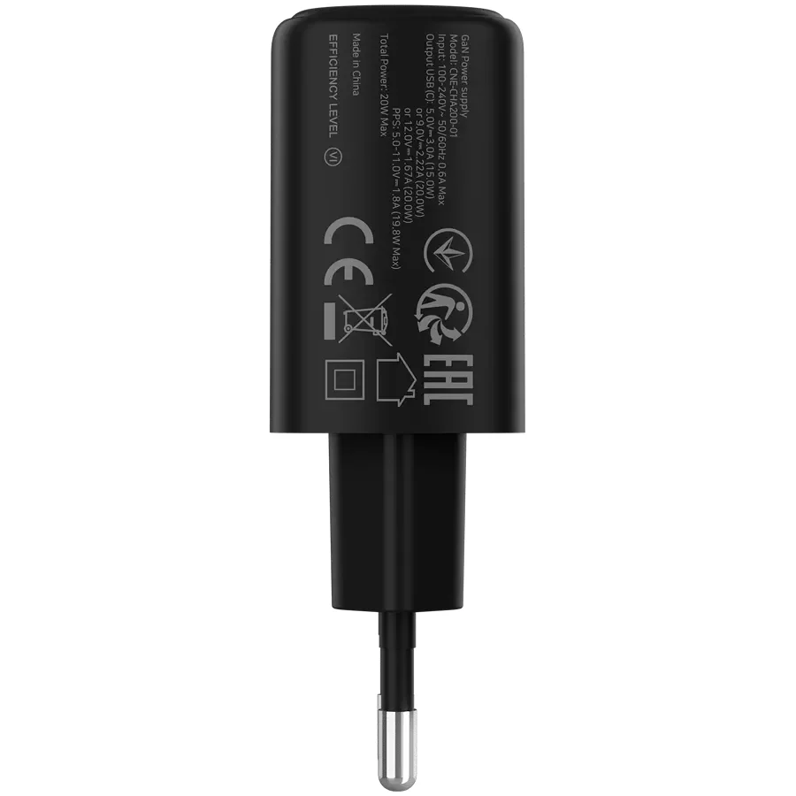 CANYON Адаптер живлення OnCharge 200 1*USB-C 1*USB Тип C, 20 Ват